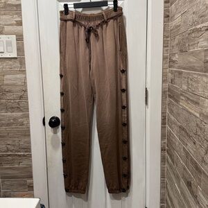 Boy’s Lie Brown Jogger Pants with Side Buttons